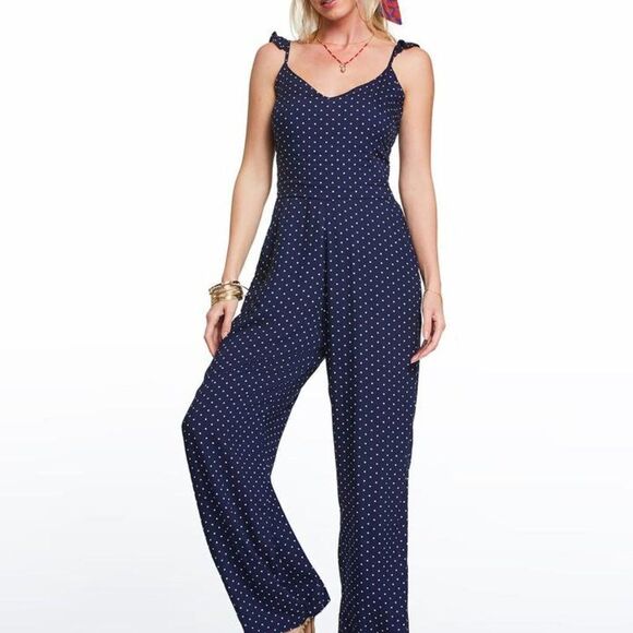Jessica Simpson  Jumpsuit Blue with White  Dots - Picture 1 of 5
